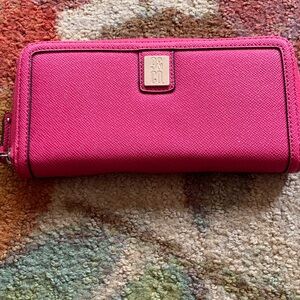 Chic Pink Wallet with Gold Accent
